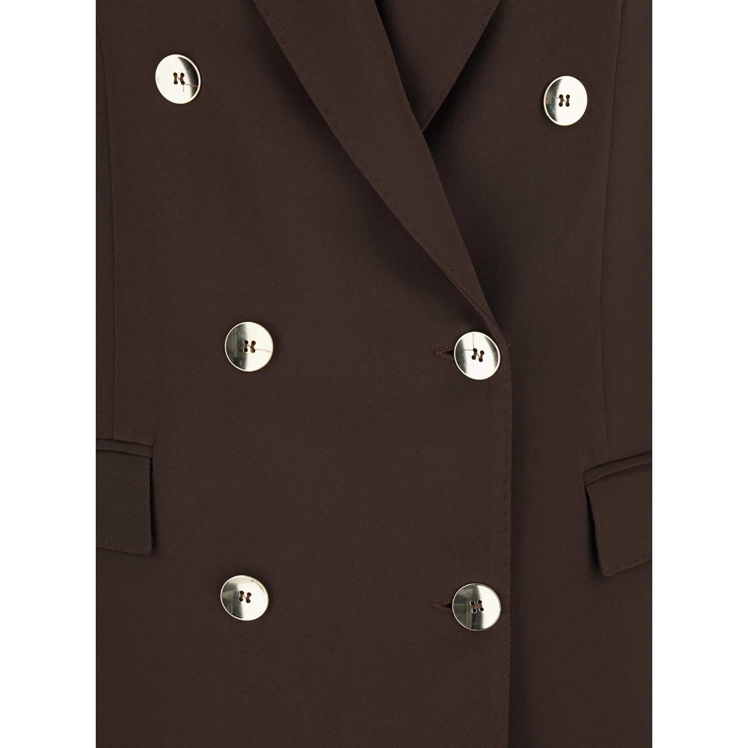 Brown Double-Breasted Jacket with Peak Revers in Wool Blend Woman