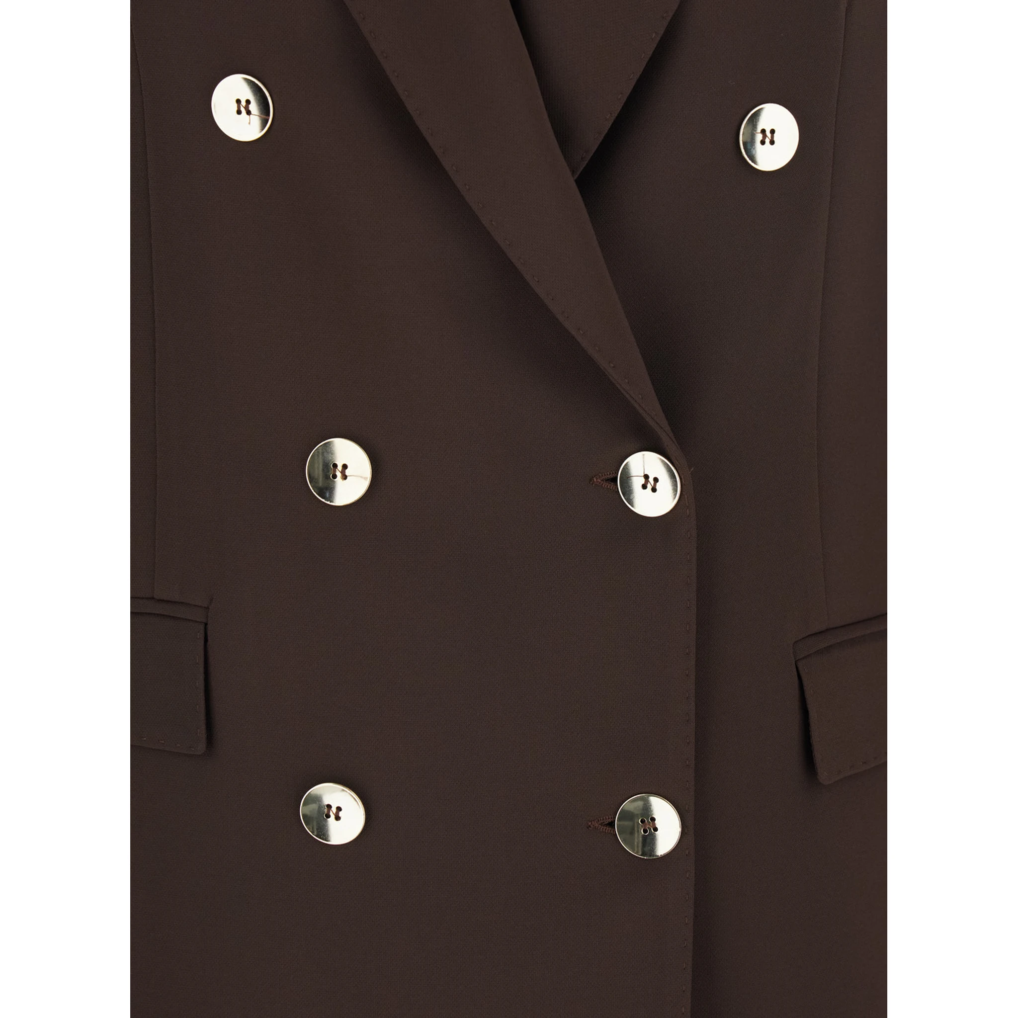 Brown Double-Breasted Jacket with Peak Revers in Wool Blend Woman