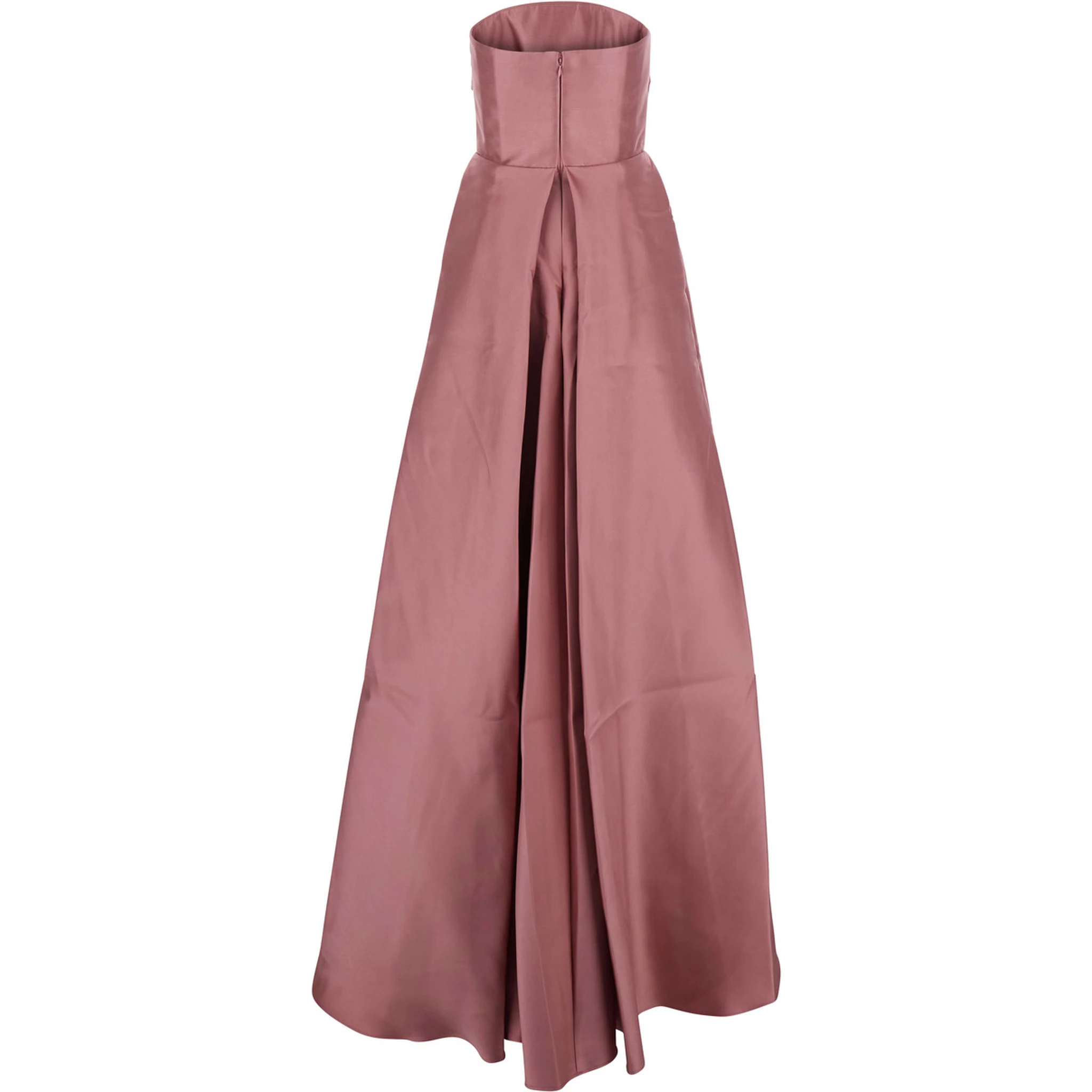 Tiffany Pink Long Dress with Draped Details and Flared Skirt in Twill Woman