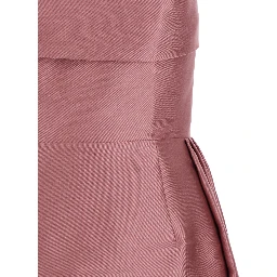 Tiffany Pink Long Dress with Draped Details and Flared Skirt in Twill Woman