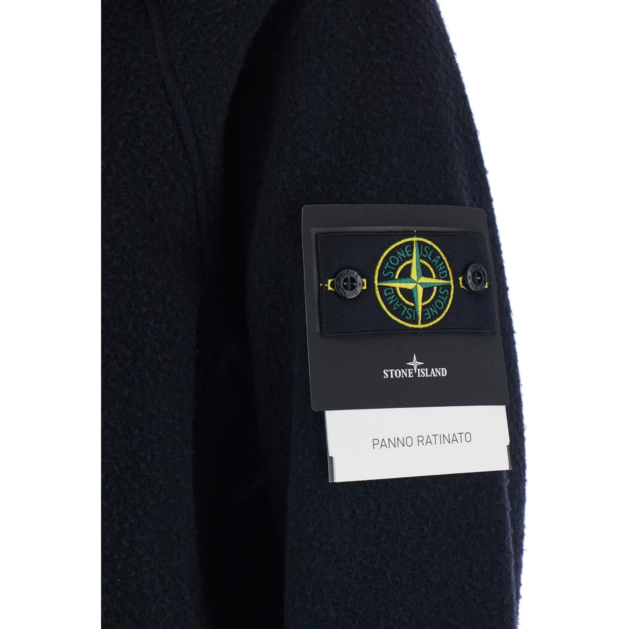 Blue Jacket with Fixed Hood and Logo Patch on the Sleeve in Fleece Man