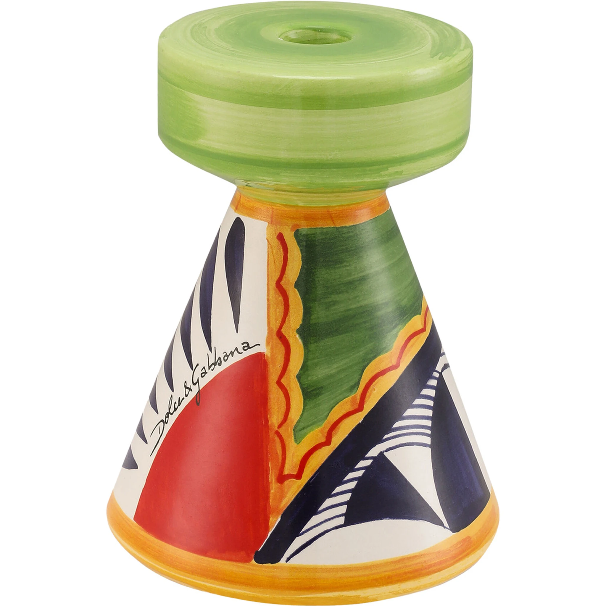 Multicolor Candle Holder with All-Over Graphic Print and Logo Lettering on the Front in Ceramic Home