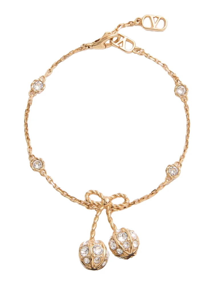 Chez Valentino Gold Colured Bracelet with Chain-Link Design with VLogo and Pendant Charm in Bronze Woman