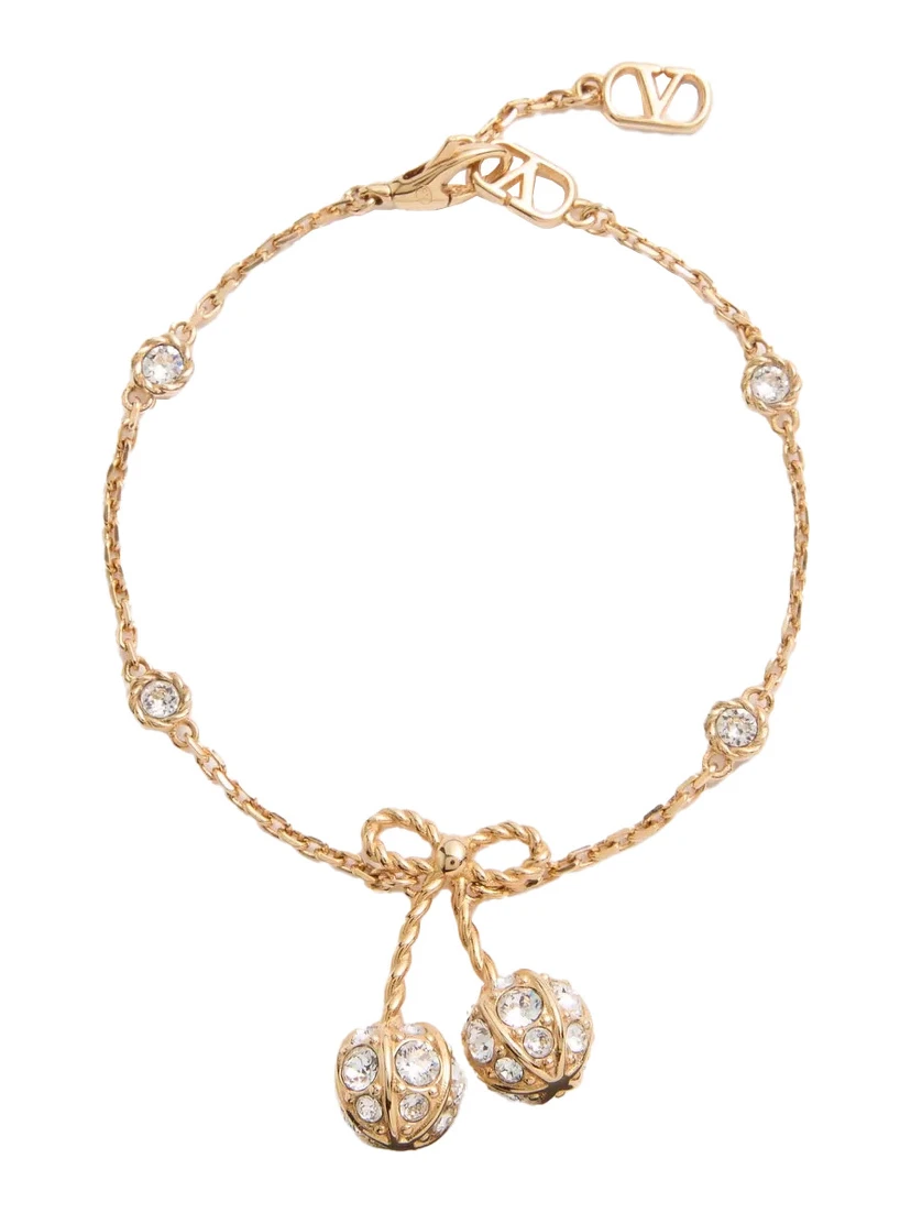 Chez Valentino Gold Colured Bracelet with Chain-Link Design with VLogo and Pendant Charm in Bronze Woman