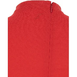 La Robe J Red Dress with J Application on the Back and Ruffle Details in Fabric Woman