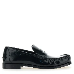 Truman Black Loafers with Side Logo Patch in Leather Man