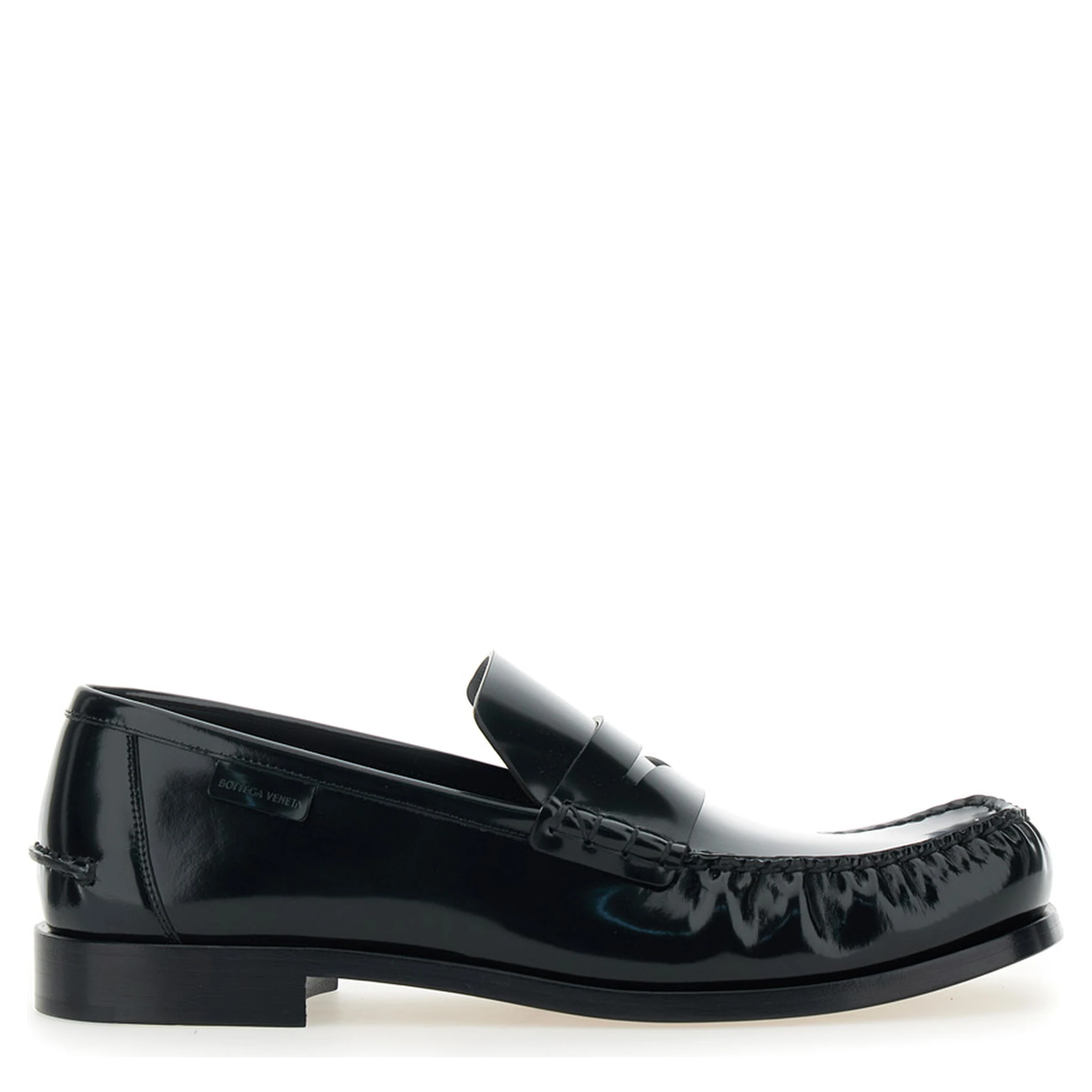 Truman Black Loafers with Side Logo Patch in Leather Man