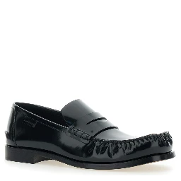 Truman Black Loafers with Side Logo Patch in Leather Man