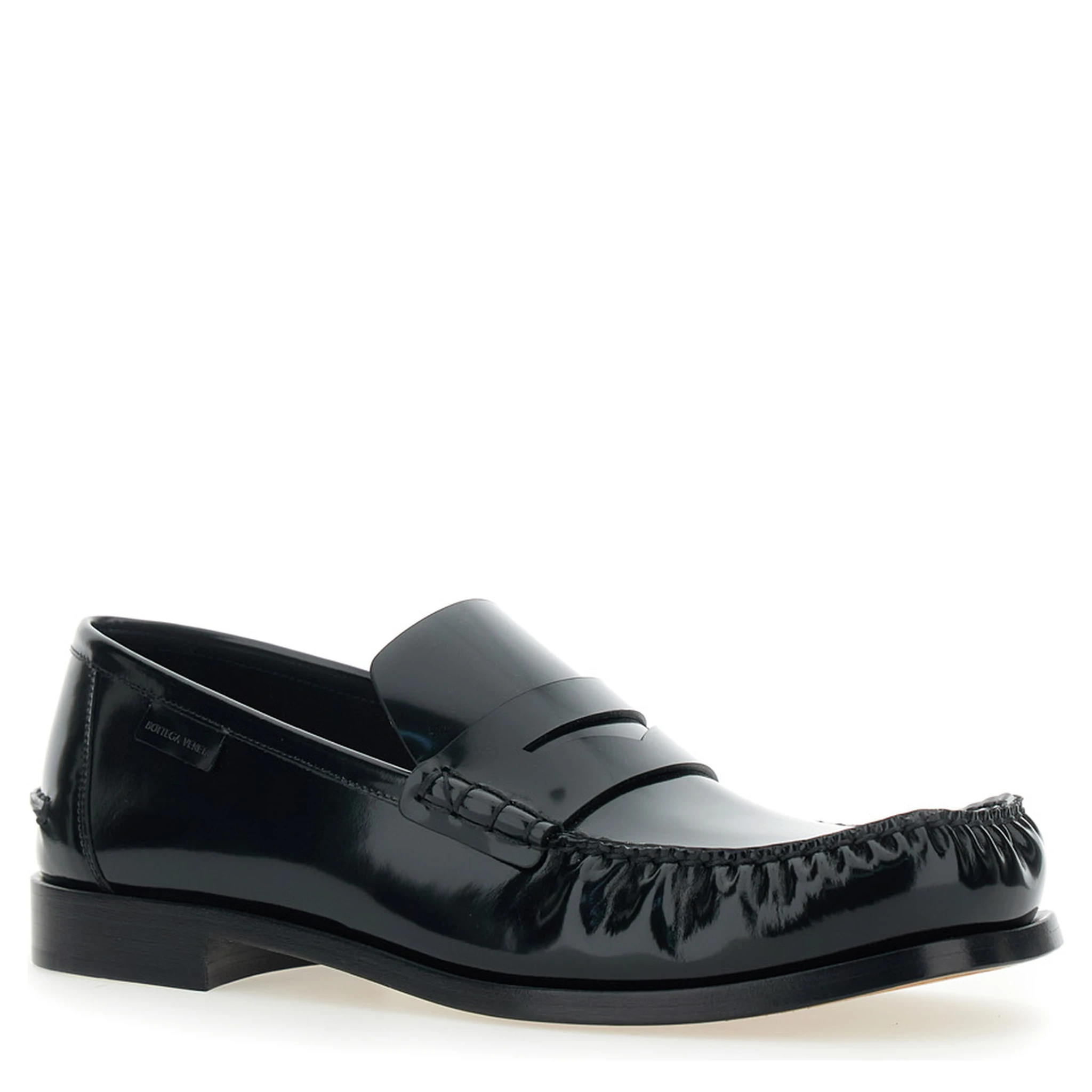 Truman Black Loafers with Side Logo Patch in Leather Man