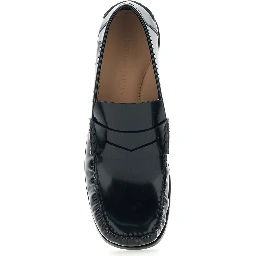 Truman Black Loafers with Side Logo Patch in Leather Man