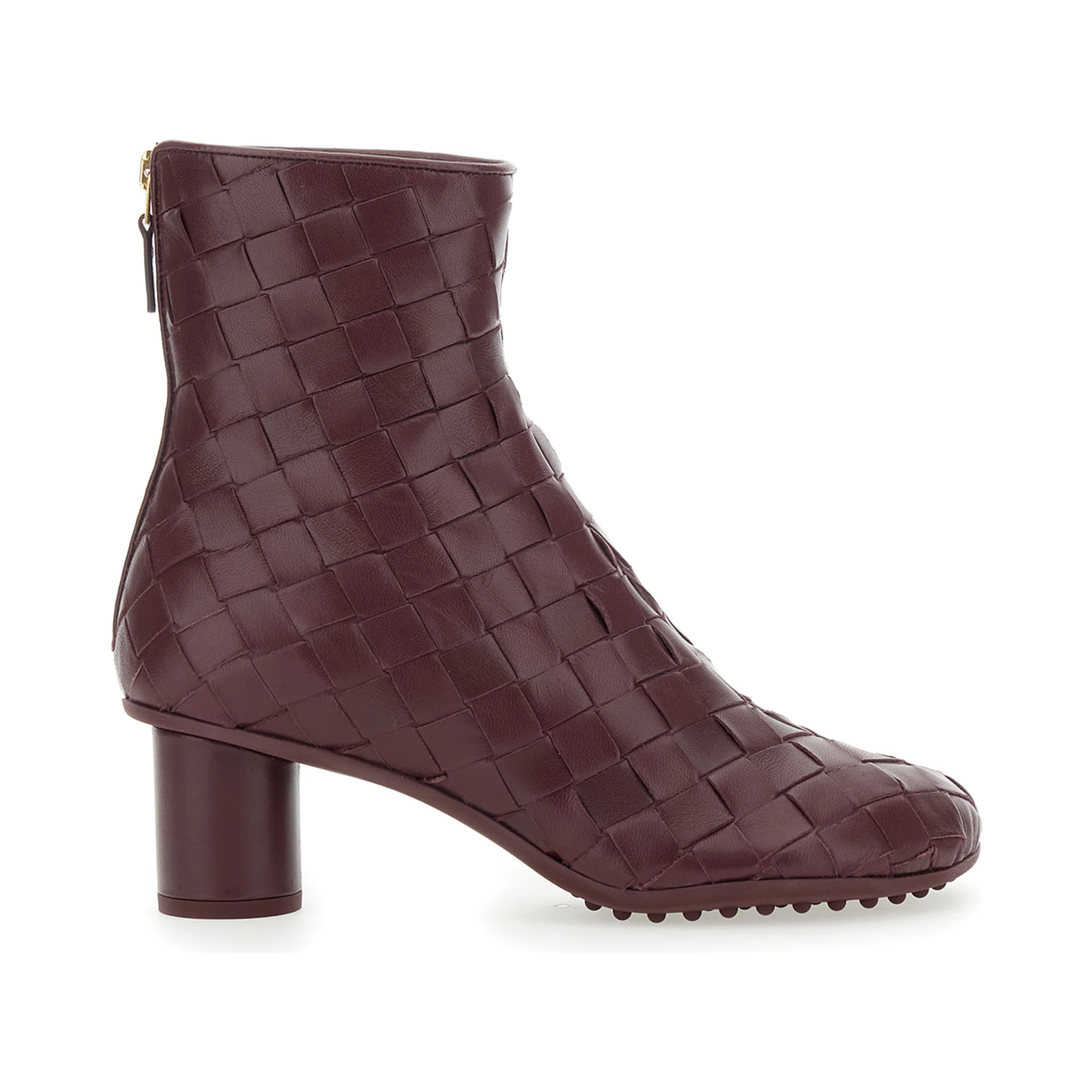 Atomic Bordeaux Ankle Boots with Braided Design and Kitten Heel in Leather Woman