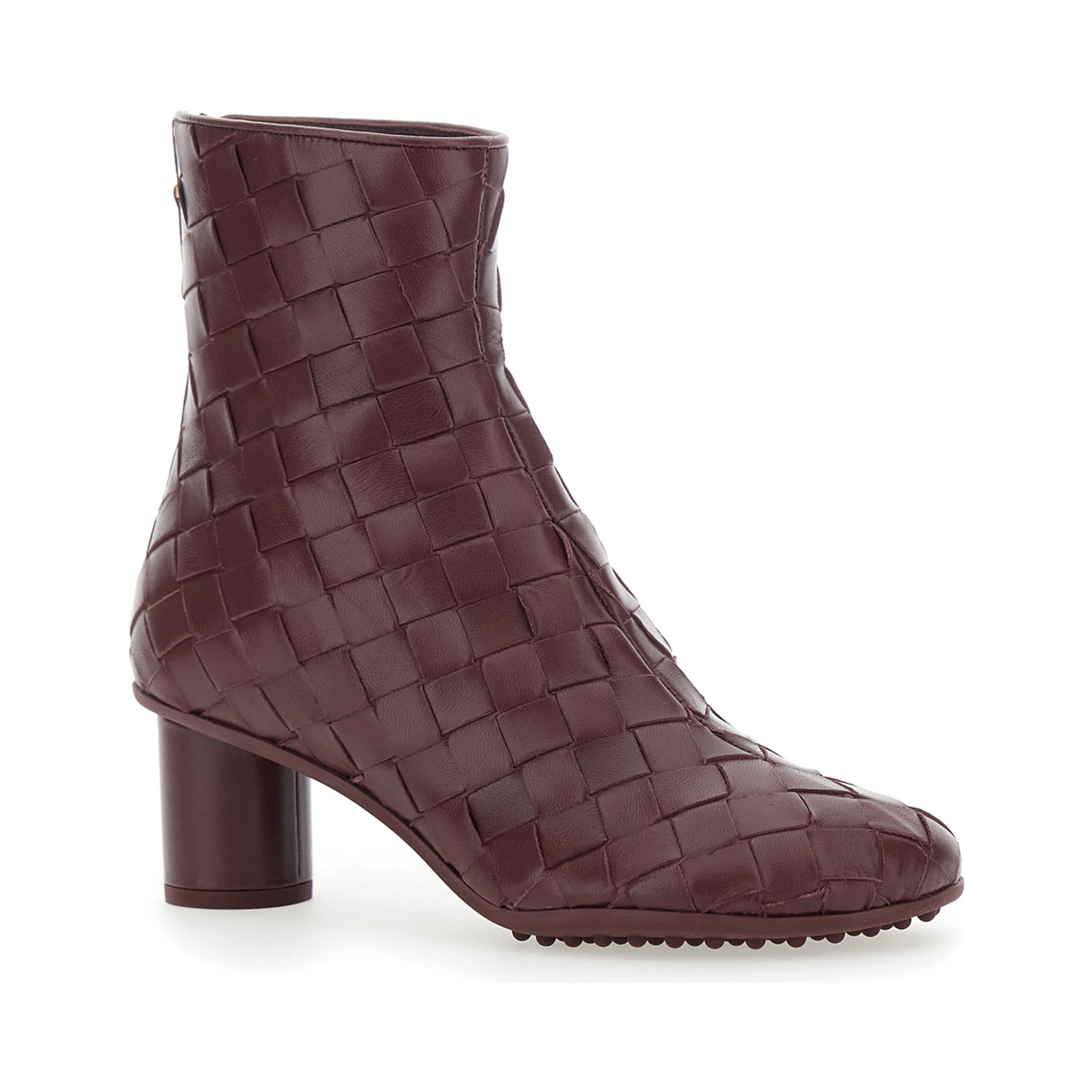 Atomic Bordeaux Ankle Boots with Braided Design and Kitten Heel in Leather Woman
