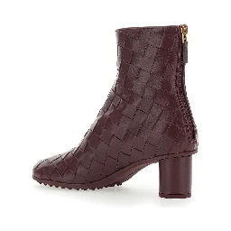 Atomic Bordeaux Ankle Boots with Braided Design and Kitten Heel in Leather Woman