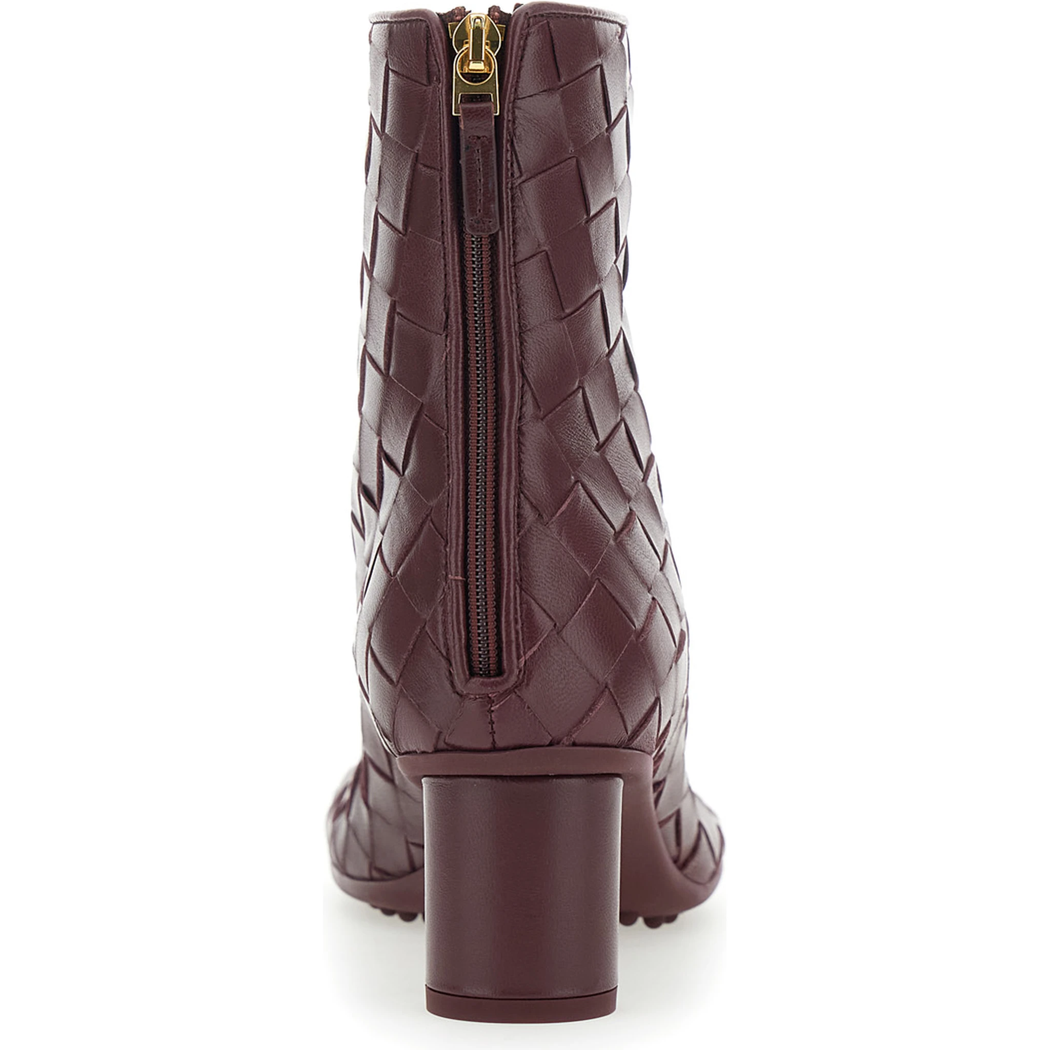 Atomic Bordeaux Ankle Boots with Braided Design and Kitten Heel in Leather Woman