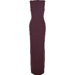 Bordeaux Long Dress with Square Neckline and Cut Out on the Back in Fabric Woman