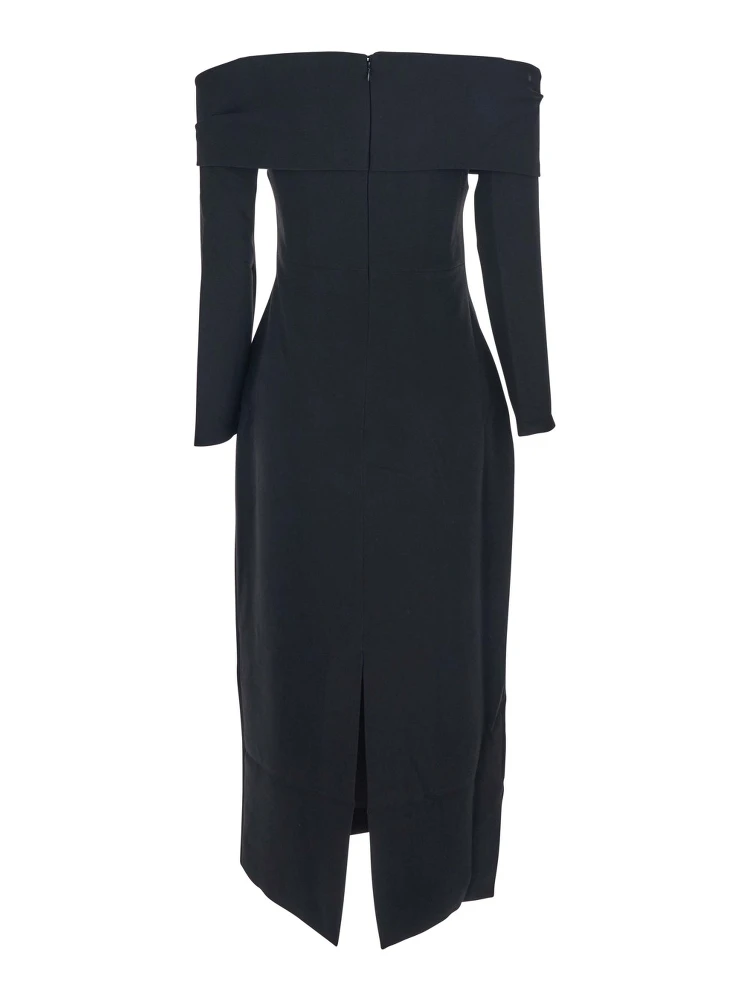 Yuni Black Dress with Square Neckline and Back Closure in Fabric Woman alternative