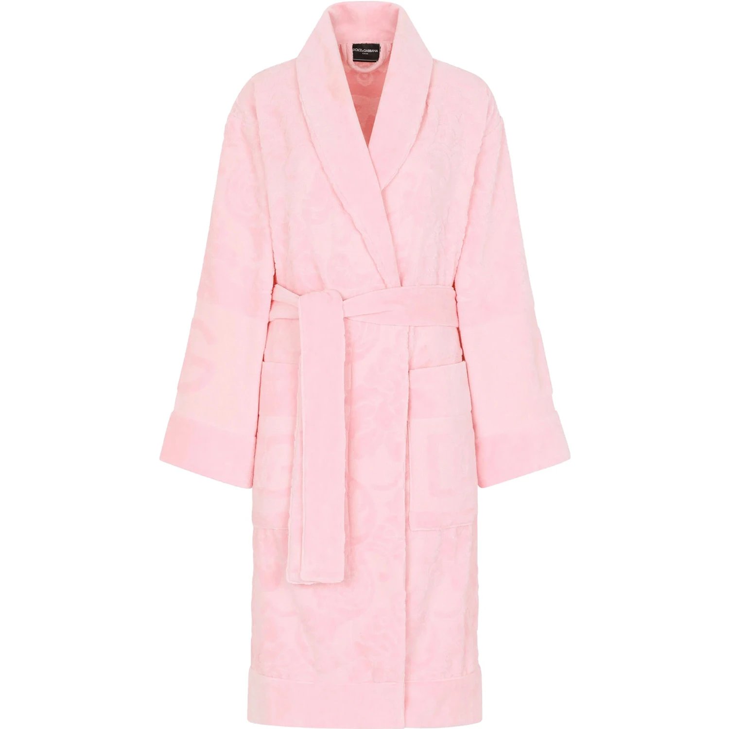 Pink Bathrobe with Front Belt Closure and Two Front Maxi Patch Pockets in Cotton Home
