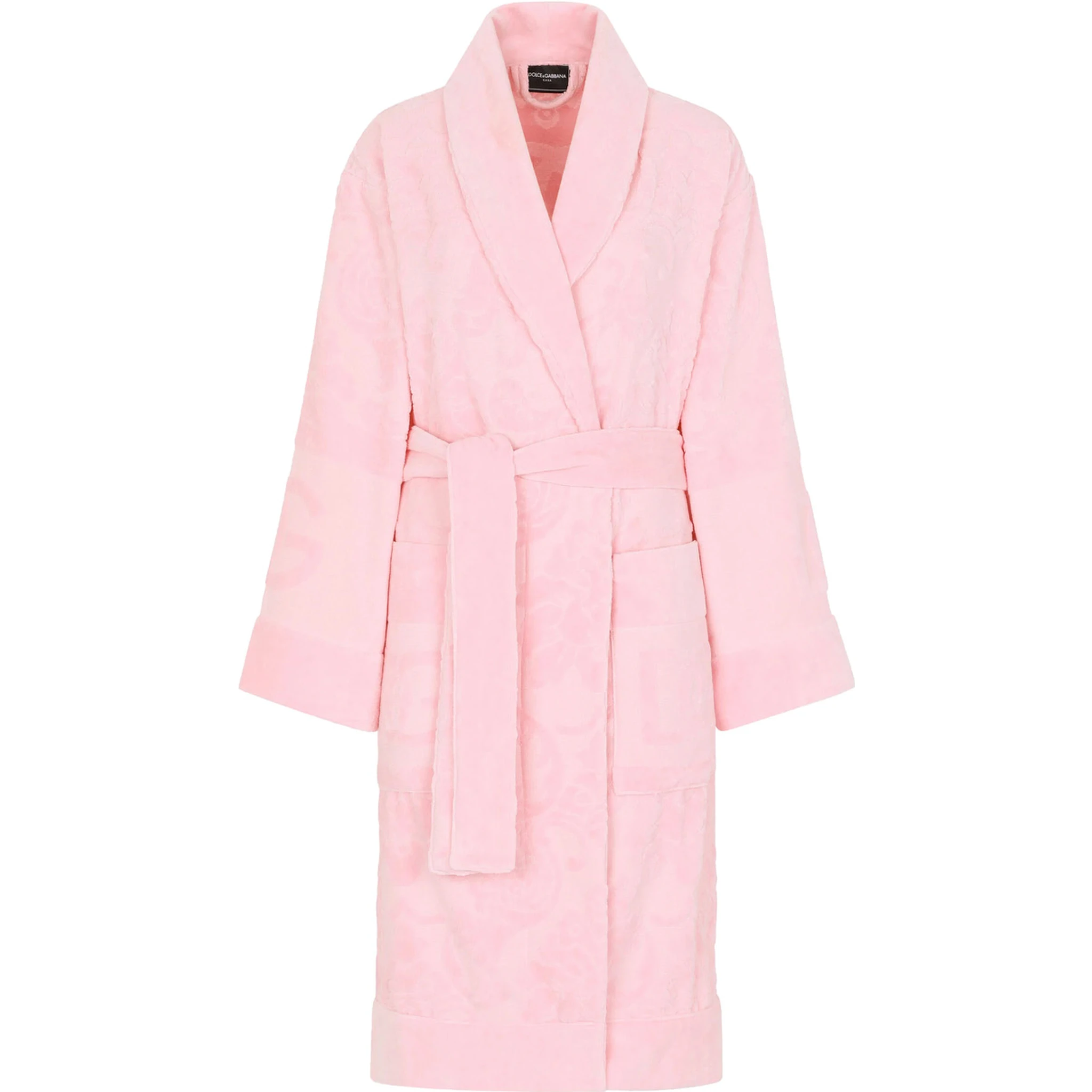 Pink Bathrobe with Front Belt Closure and Two Front Maxi Patch Pockets in Cotton Home
