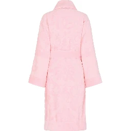Pink Bathrobe with Front Belt Closure and Two Front Maxi Patch Pockets in Cotton Home