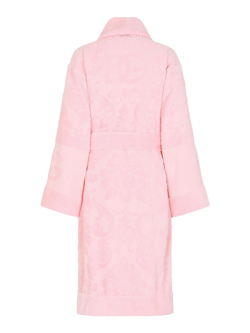 Pink Bathrobe with Front Belt Closure and Two Front Maxi Patch Pockets in Cotton Home