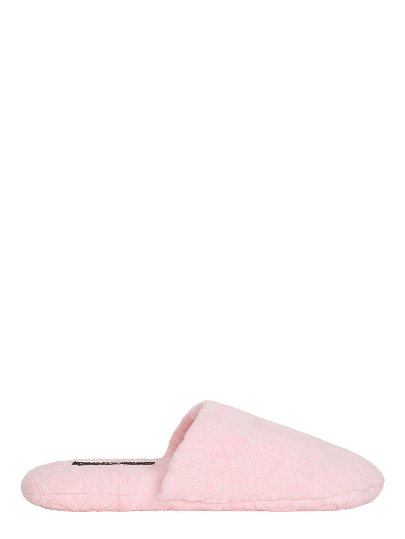 Pink Slippers with Footbed with Logo Embroidery in Cotton Home