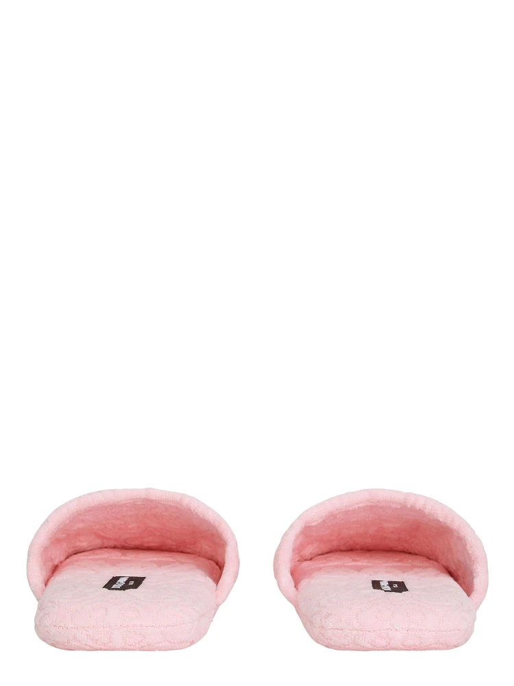 Pink Slippers with Footbed with Logo Embroidery in Cotton Home alternative