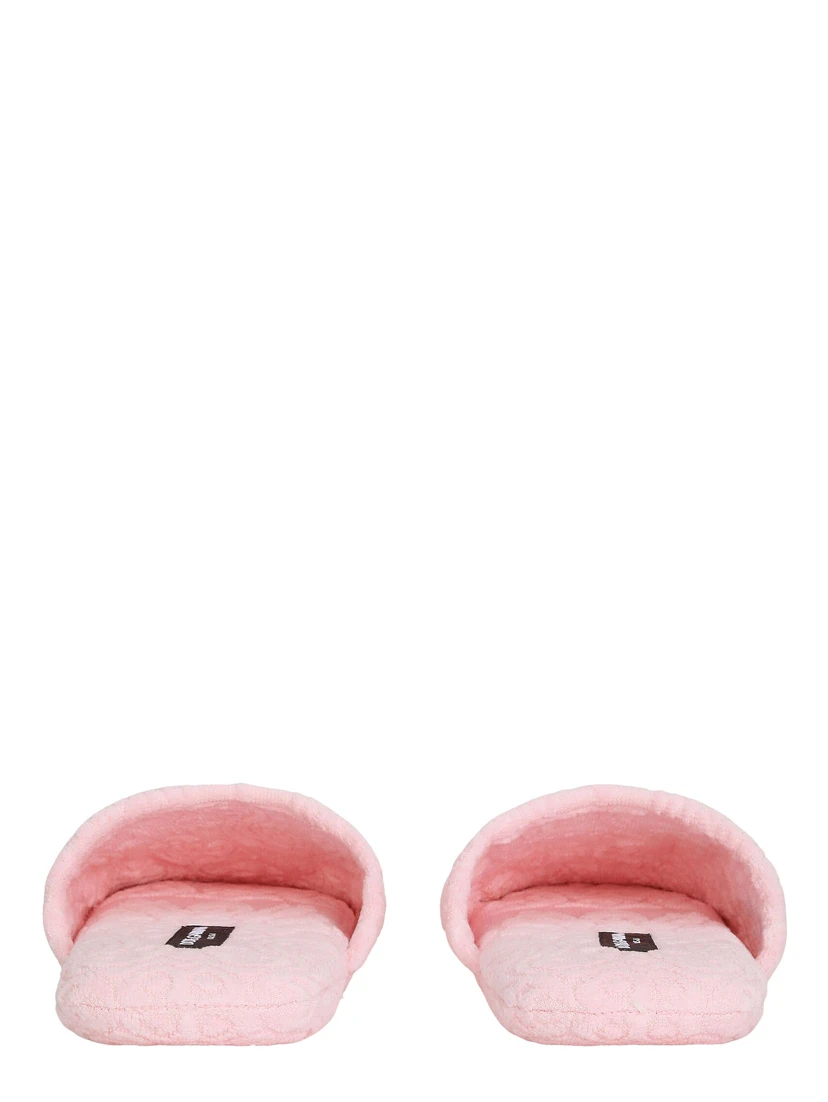 Pink Slippers with Footbed with Logo Embroidery in Cotton Home