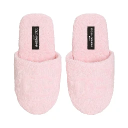 Pink Slippers with Footbed with Logo Embroidery in Cotton Home