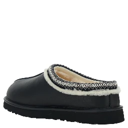 Tasman Black Mules with Embossed Logo in Leather Man