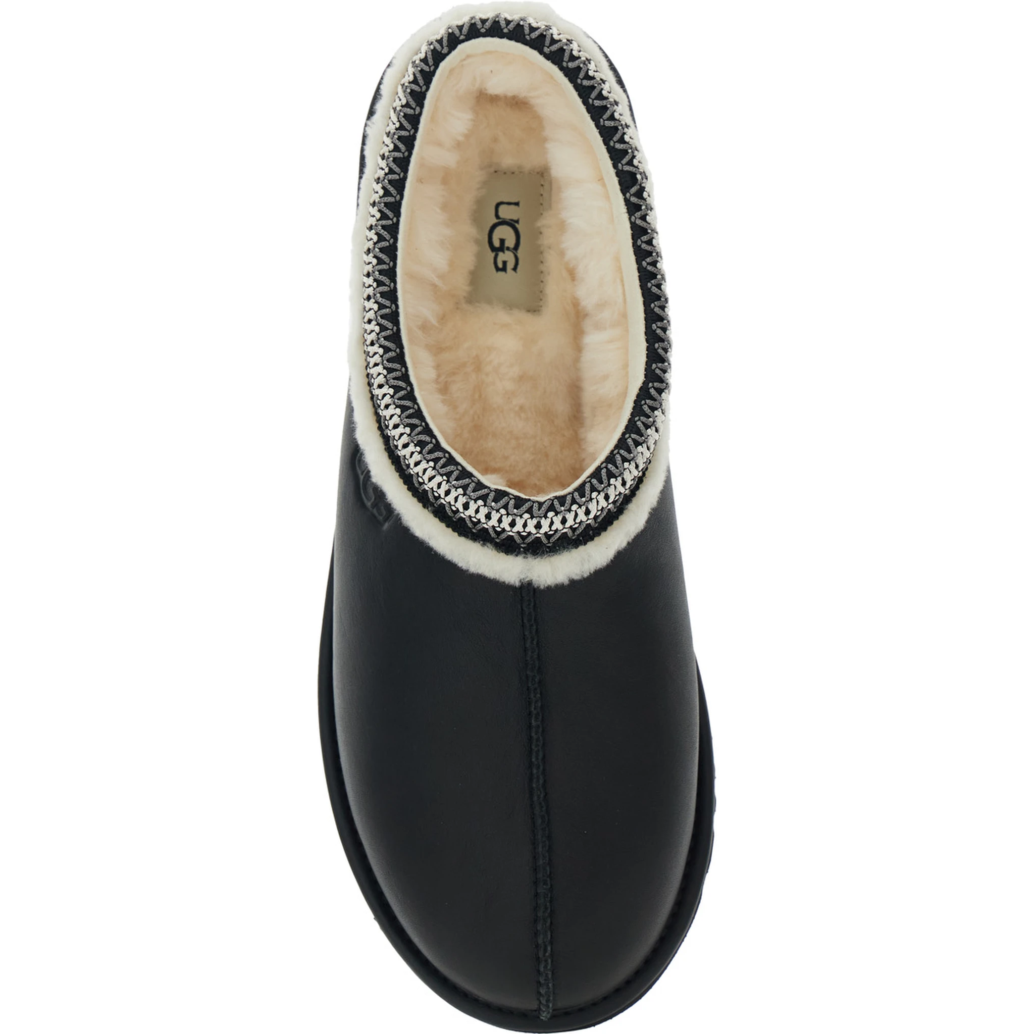 Tasman Black Mules with Embossed Logo in Leather Man