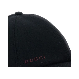 Black Baseball Cap with Logo Lettering on the Side and Rear Closure with Web Detail in Wool Man