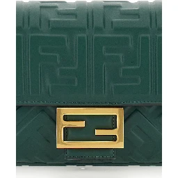 Baguette Green Shoulder Bag with Removable Shoulder Strap in FF Canvas Woman