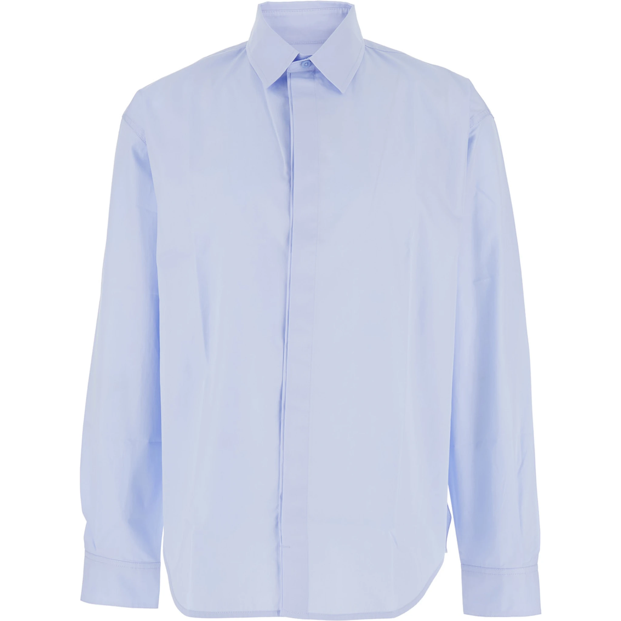 Simon Light Blue Shirt with Logo Lettering on the Front in Cotton Man