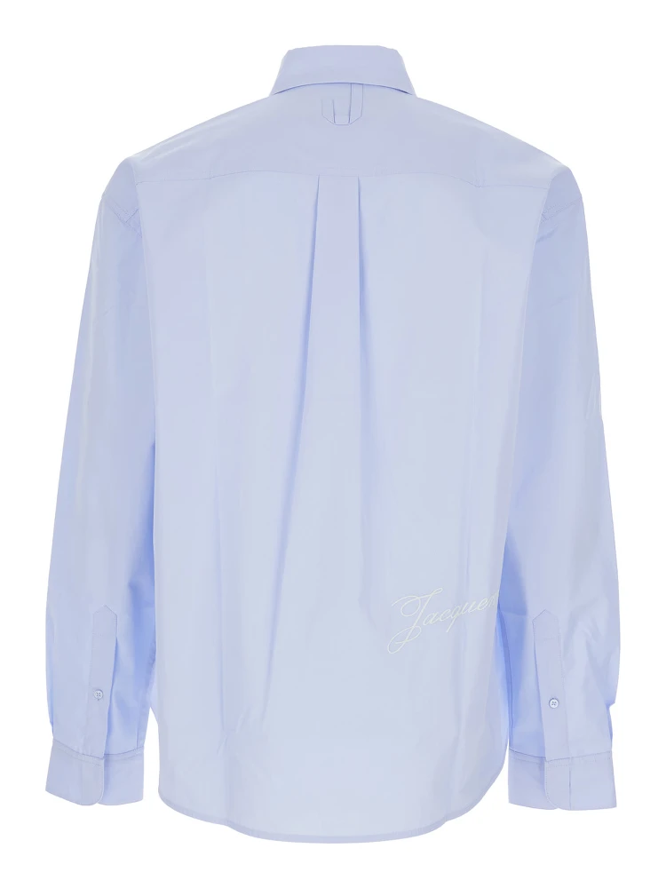 Simon Light Blue Shirt with Logo Lettering on the Front in Cotton Man alternative