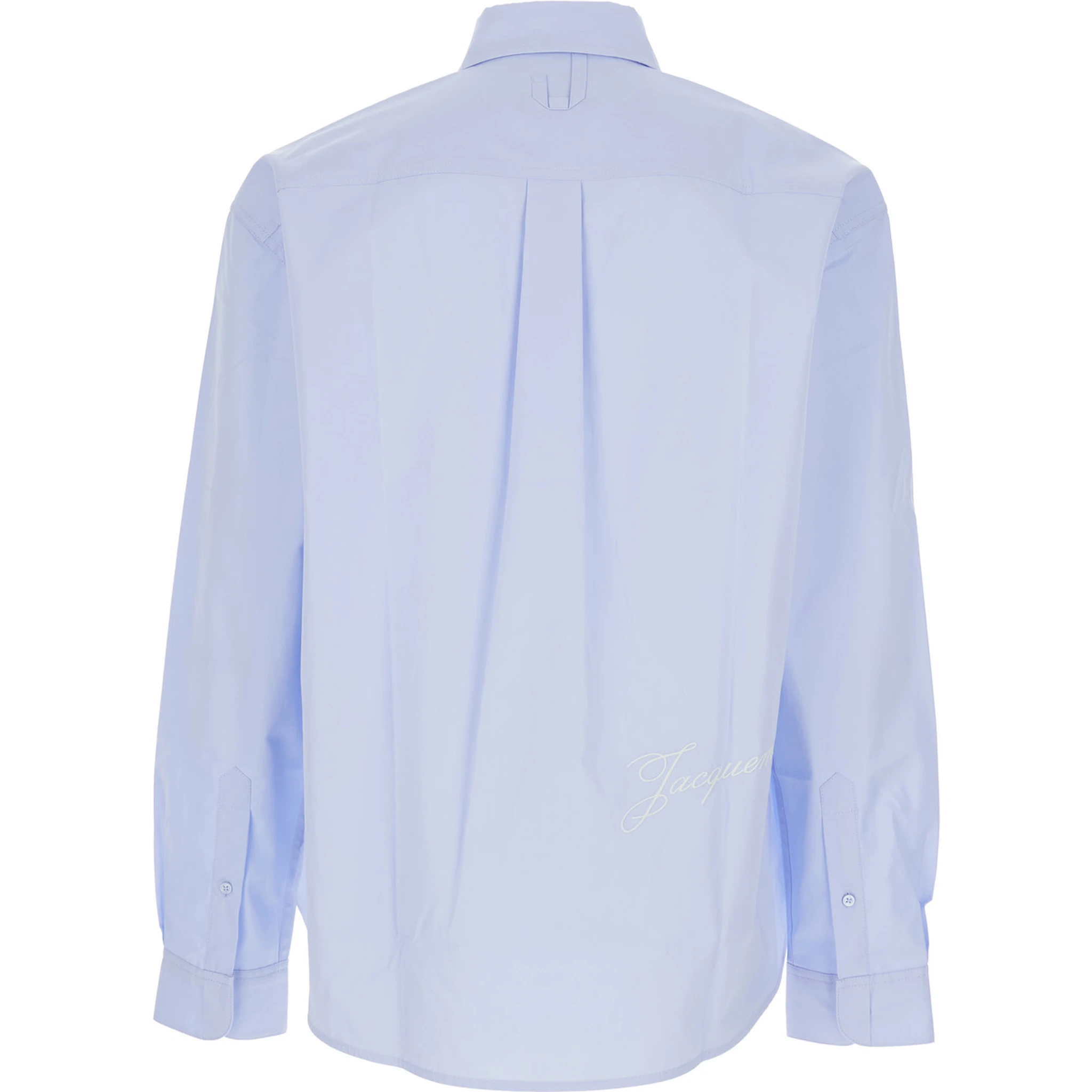 Simon Light Blue Shirt with Logo Lettering on the Front in Cotton Man