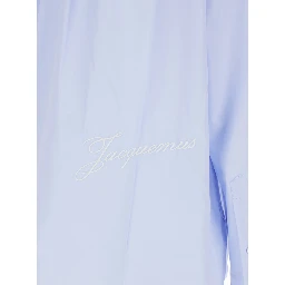 Simon Light Blue Shirt with Logo Lettering on the Front in Cotton Man