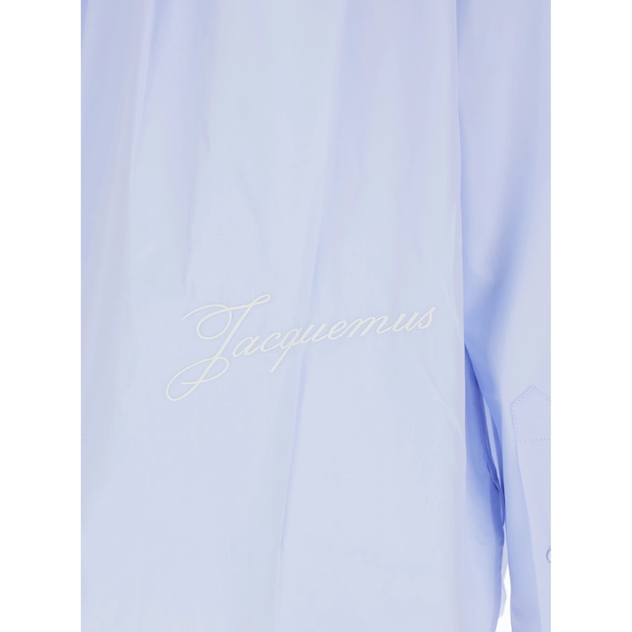 Simon Light Blue Shirt with Logo Lettering on the Front in Cotton Man