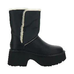 Esmee Black Ankle Boots with Fur Detailing and Platform in Leather Woman