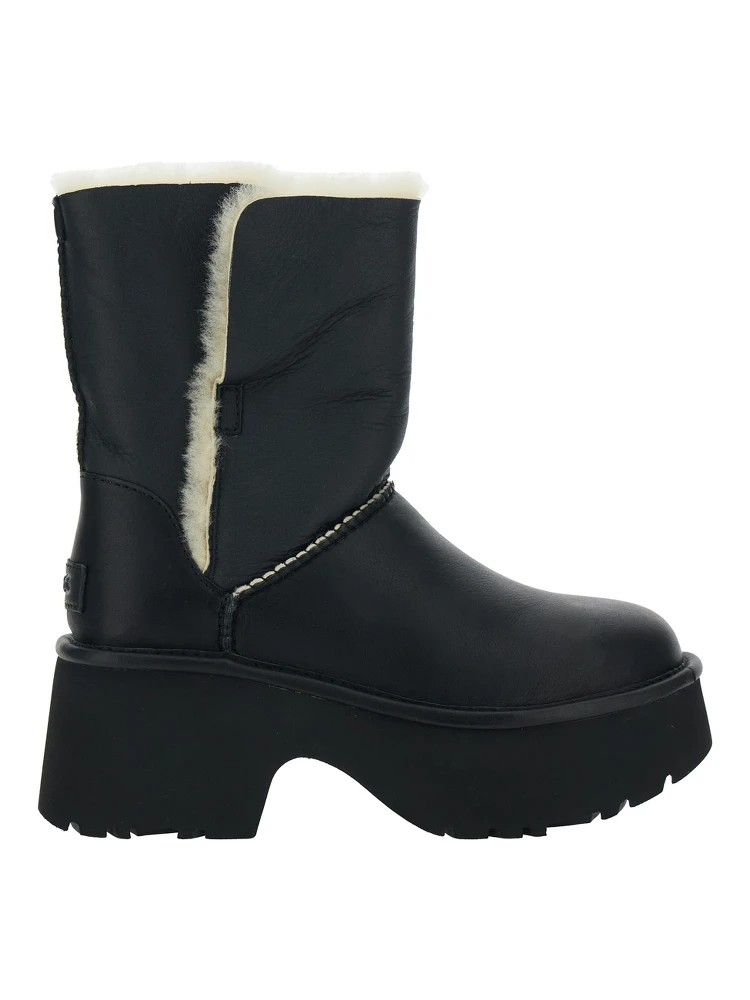 Esmee Black Ankle Boots with Fur Detailing and Platform in Leather Woman