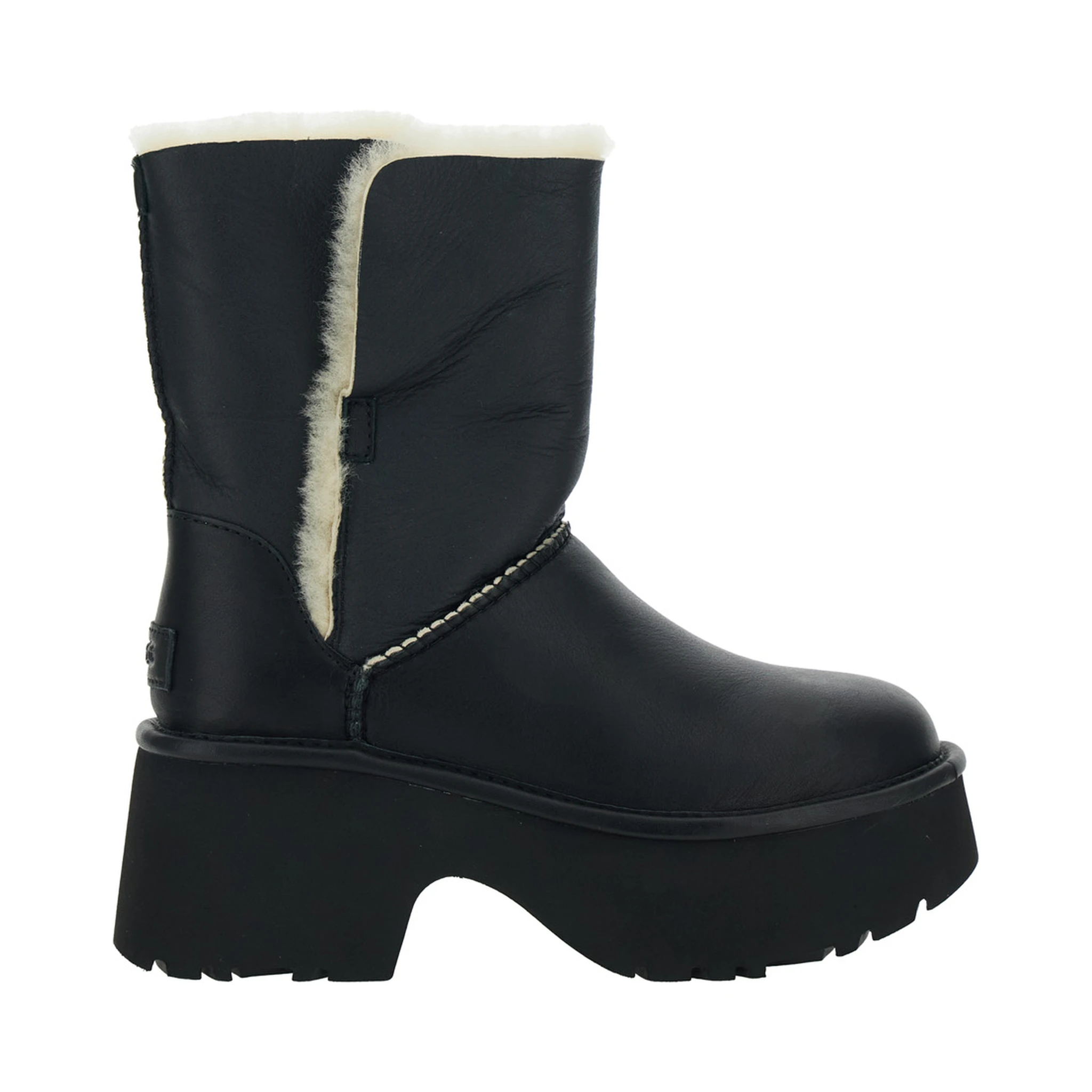 Esmee Black Ankle Boots with Fur Detailing and Platform in Leather Woman