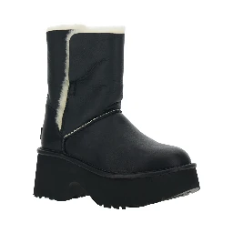 Esmee Black Ankle Boots with Fur Detailing and Platform in Leather Woman