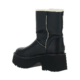 Esmee Black Ankle Boots with Fur Detailing and Platform in Leather Woman