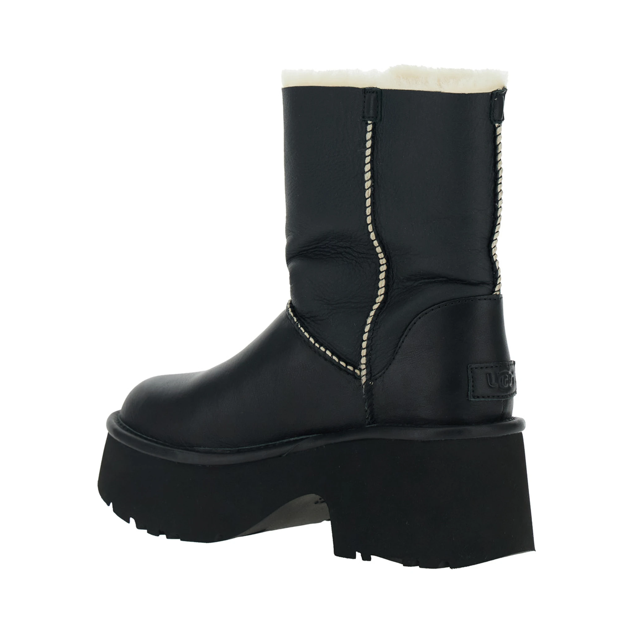 Esmee Black Ankle Boots with Fur Detailing and Platform in Leather Woman