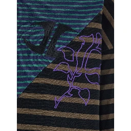 Multicolor Long-Sleeve Polo Shirt with Logo Embroidery on the Front and All-Over Striped Motif in Cotton Man