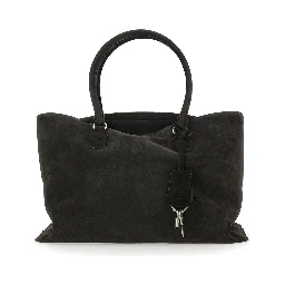 Shell Brot Large Brown Shopper with Two Handles and Key Pendant in Suede Woman