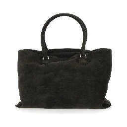 Shell Brot Large Brown Shopper with Two Handles and Key Pendant in Suede Woman