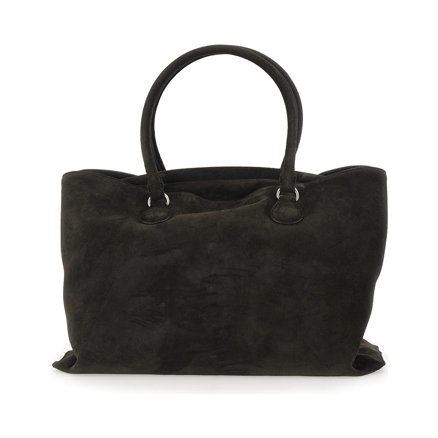 Shell Brot Large Brown Shopper with Two Handles and Key Pendant in Suede Woman