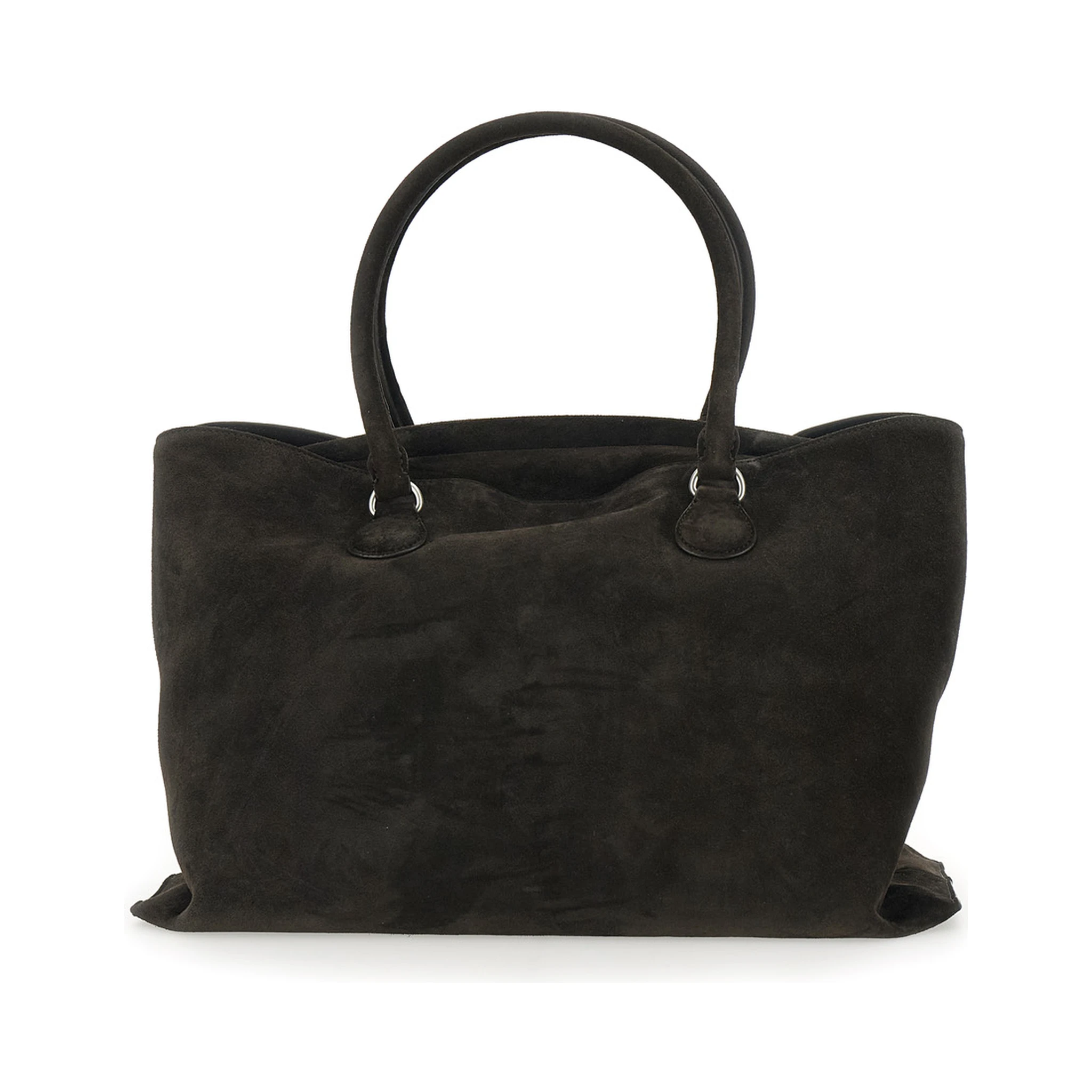 Shell Brot Large Brown Shopper with Two Handles and Key Pendant in Suede Woman