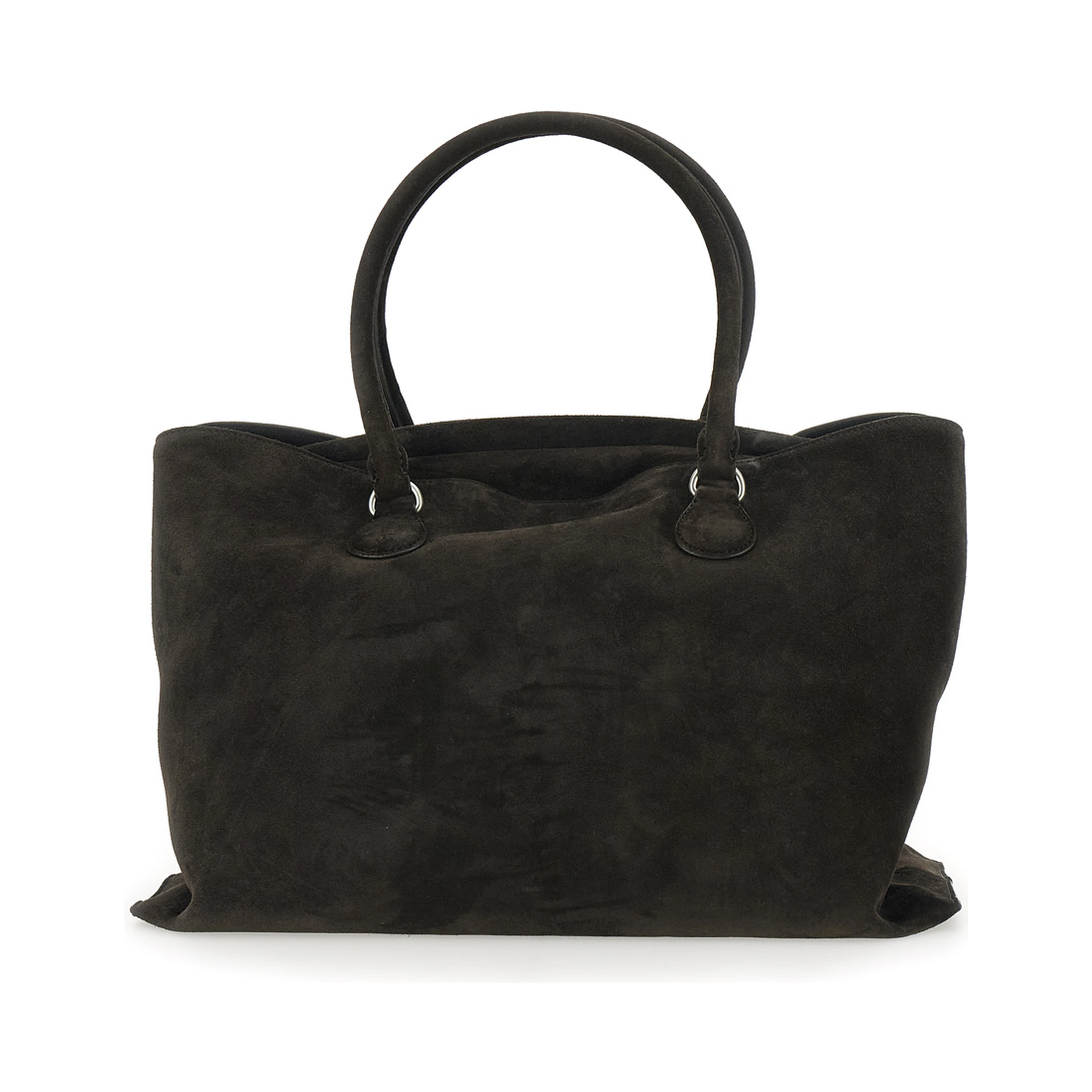 Shell Brot Large Brown Shopper with Two Handles and Key Pendant in Suede Woman