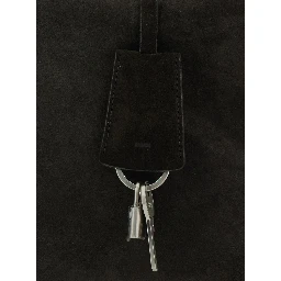 Shell Brot Large Brown Shopper with Two Handles and Key Pendant in Suede Woman